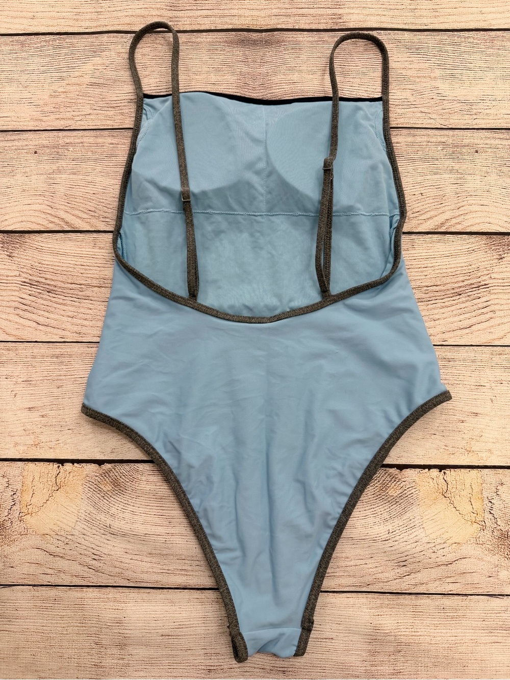 Aerie Light Blue One-Piece Swimsuit with Grey Trim - Small - Picture 2 of 6